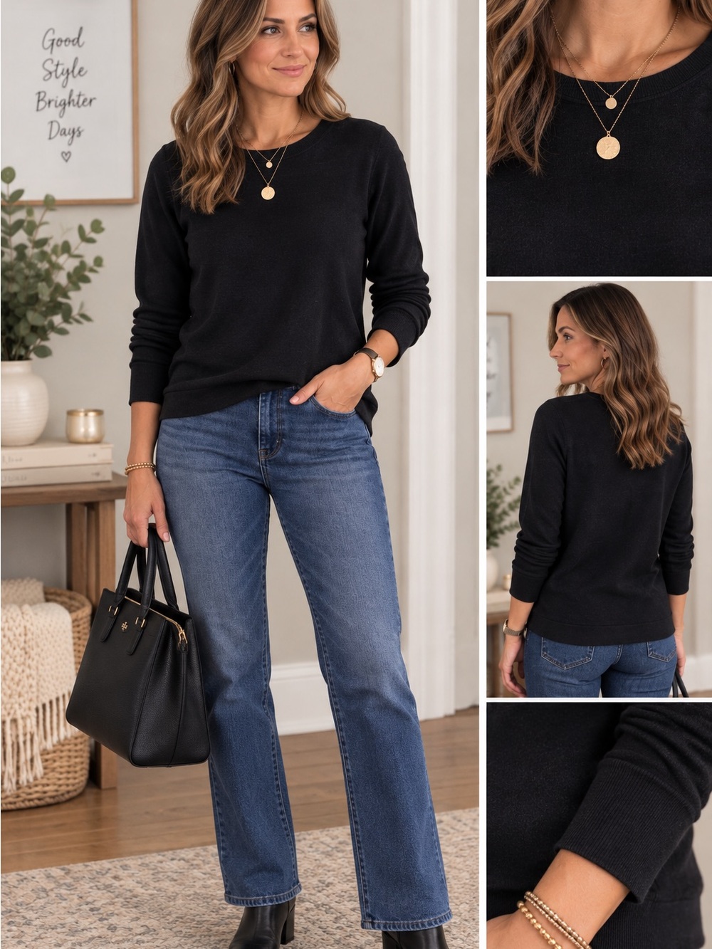J. Crew Black Crewneck Sweater - Large